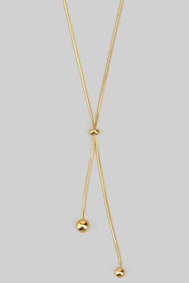 18K Gold Dipped Bolo Style Necklace With Ball Pendants