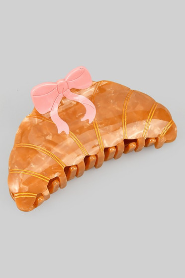 Croissant With Bow Hair Clip