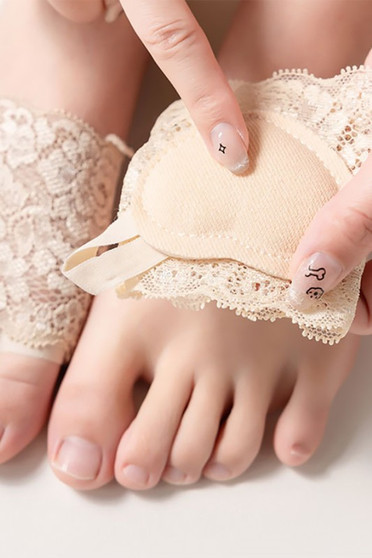 Open Toe Ball Of Foot Cushion Lacy Half Socks