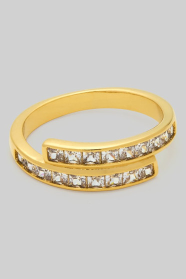 Twist Ring With Invisibly Set Cz Stones