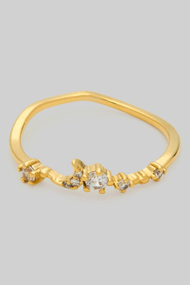 Wavy Micro Cz Pave Brass Ring