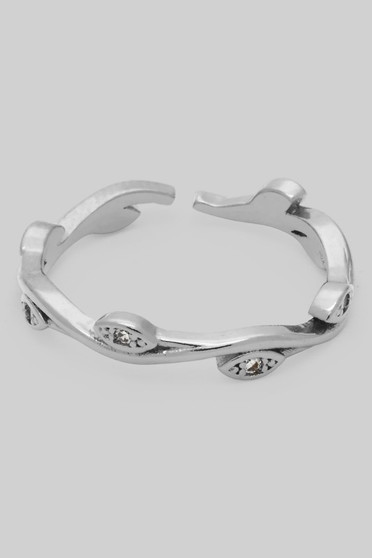 Delicate Wavy Vine Ring With Cz Pave
