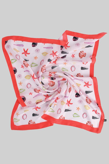 Sea Shell Motif Silky Square Scarf