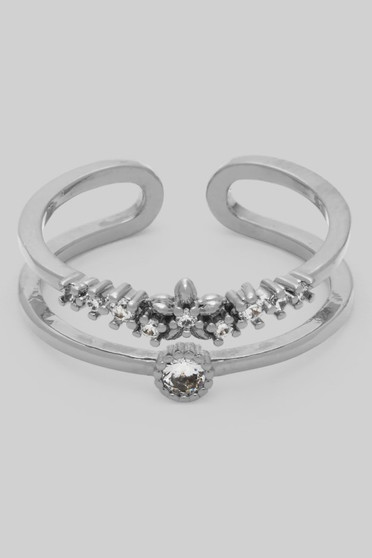 Delicate Round Cz And Pave Stack Cut Out Ring