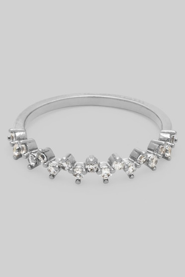 Dainty Cz Bow Link Thin Band Ring