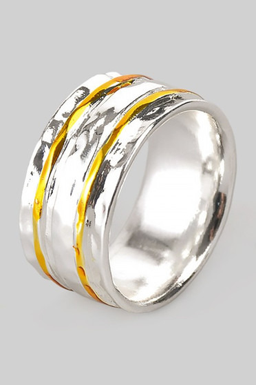Lavish Two Tone Hammered Statement Ring