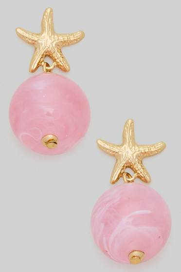 Marble Bead Sea Life Post Earrings