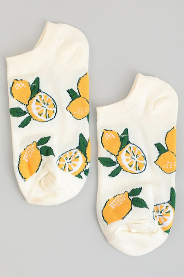 Lemon Print No Show Ankle Socks