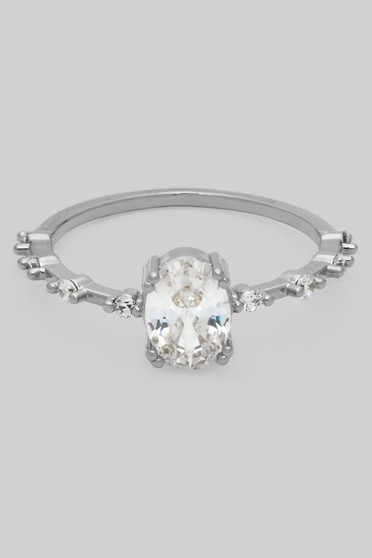 Elegant Oval Cz Stone With Pave Ring