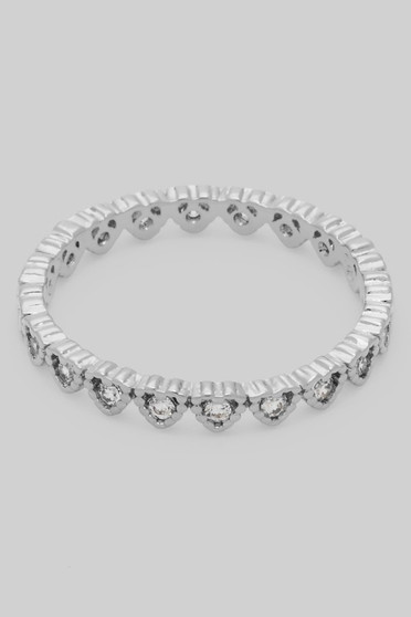 Delicate Cz Heart Link Band Ring