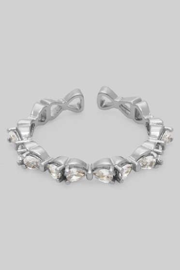 Bow Link Brass Ring With Cz Stones
