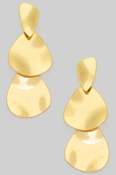 Triple Tiered Hammered Drop Earrings
