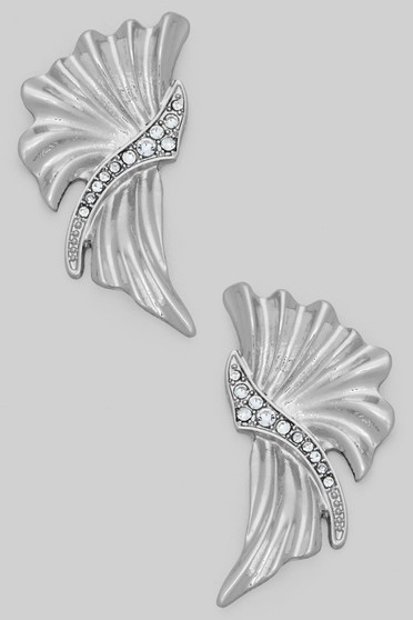 Fanned Out Drop Earrings With Cz Pave