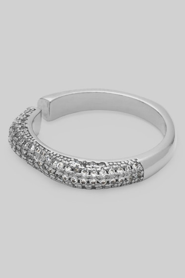 Open Geo Micro Cz Pave Brass Ring