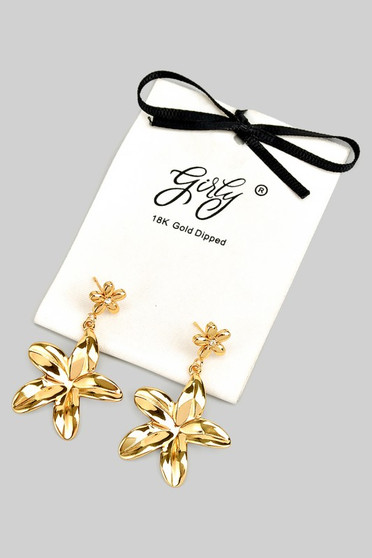 18K Gold Dipped Tiered Flower Drop Earrings