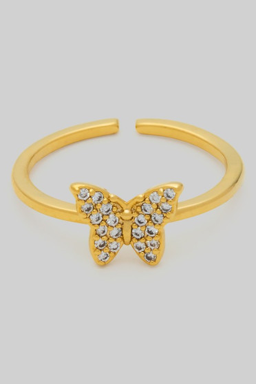 Delicate Cz Pave Butterfly Ring