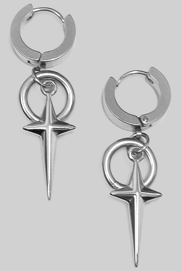 Stainless Steel Hoops With Star And Hoop Charms