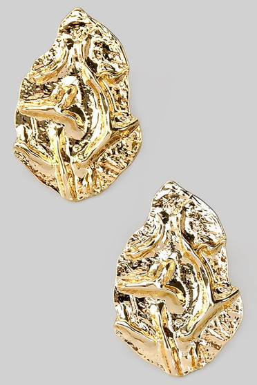 Textured Leaf Shaped Post Earrings