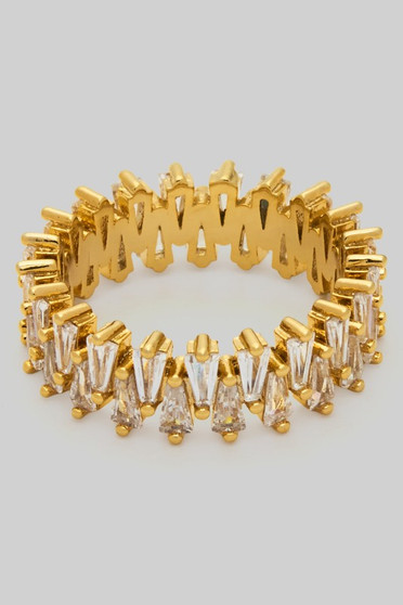 Dazzling Triangular Cz Stone Band Ring