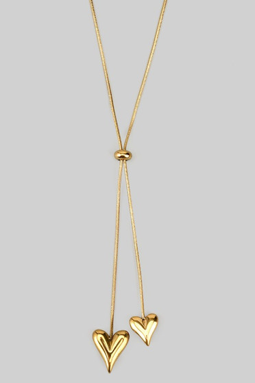 Stainless Steel Bolo Style Heart Pendant Necklace