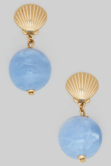 Marble Bead Gold Dipped Sea Life Post Earrings