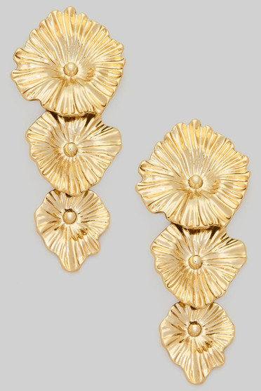 Triple Tiered Flower Drop Earrings