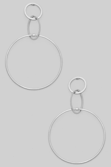 Interlocking Brass Tiered Circle Drop Earrings