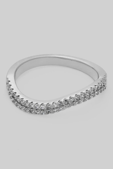 Wavy Double Stack Cz Pave Ring
