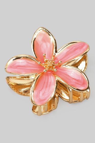 Brass Lacquered Flower Hair Clip
