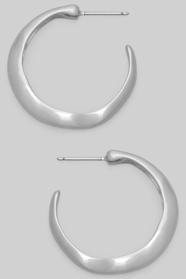 Slight Wavy Textured Shiny Brass Hoops