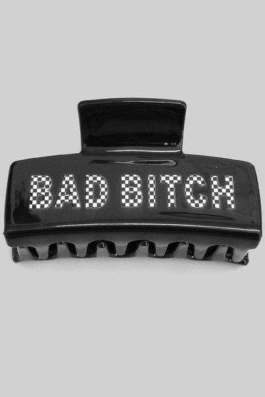 Acrylic Checker Bad Bitch Print Hair Clip