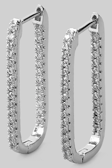 Rectangular Hoops With Cz Pave