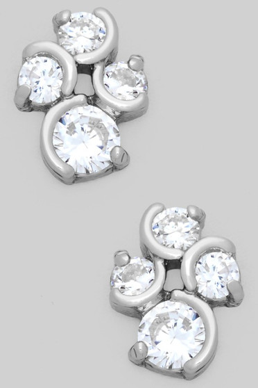 Quadruple Cz Stone Studs