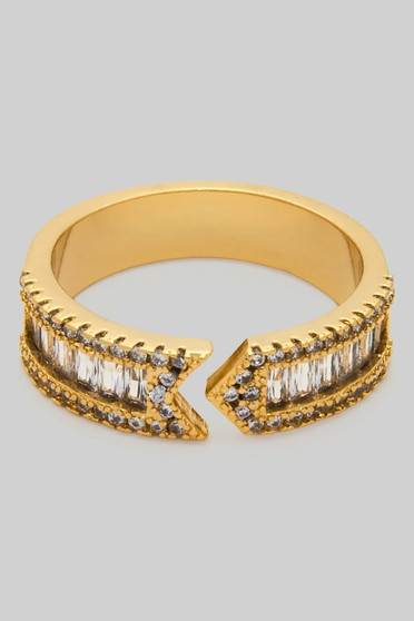 Lavish Baguette And Cz Pave Arrow Ring