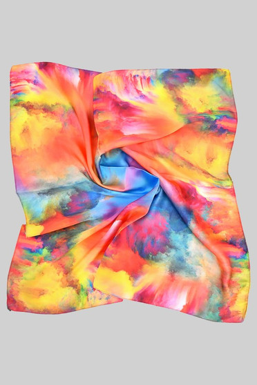 Multi Colored Watercolor Print Silky Square Scarf