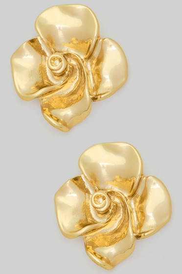 Textured Brass Flower Post Earrings