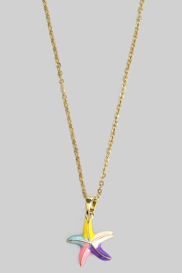 Stainless Steel Multi Starfish Pendant Necklace