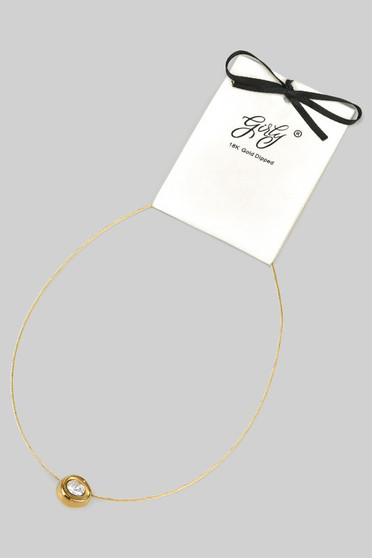 Stainless Steel Cable Necklace With Cz Bulb Pendant