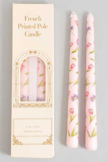 French Floral Printed Pole Candle