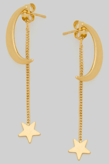Crescent Moon Ear Jacket With Dangling Star