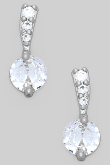 Cz Pave Bar Studs With Round Cz