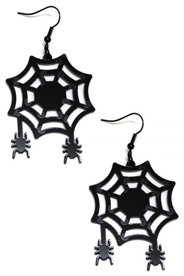 Acrylic Halloween Spider Web Drop Earrings