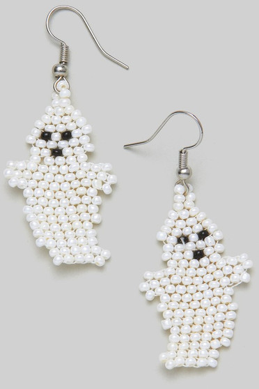 Beaded Ghost Drop Earrings