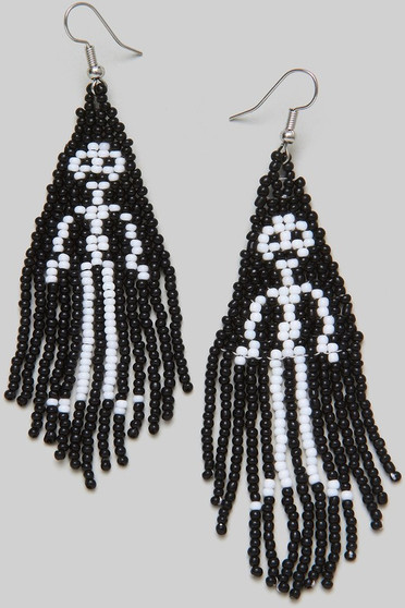 Beaded Skull Coffin Earrings