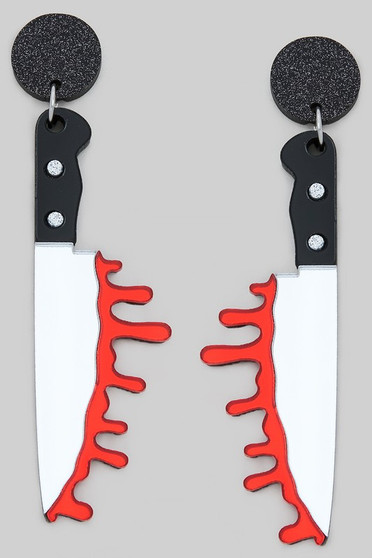 Acrylic Dangling Bloody Knife Earrings