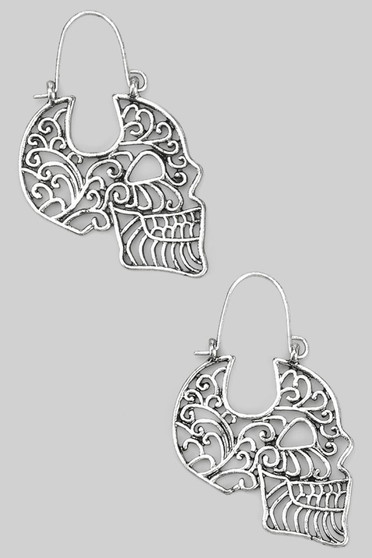 Filigree Skull Drop Earrings