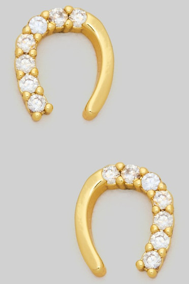 Dainty Horseshoe Studs With Cz Pave