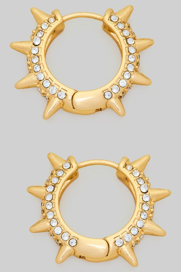 Spiked Hoops With Cz Pave
