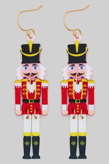 Glittery Acrylic Dangle Nutcracker Earrings