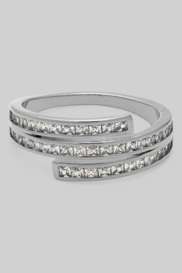 Elegant Triple Cz Pave Twist Ring